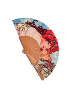 Silk fan and wood with mosaic by Gaudi in Barcelona