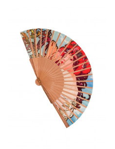 Silk fan and wood with mosaic by Gaudi in Barcelona 2