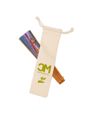 Wood fan and organic cotton fabric, ecological and sustainable. handmade in Spain, medium size