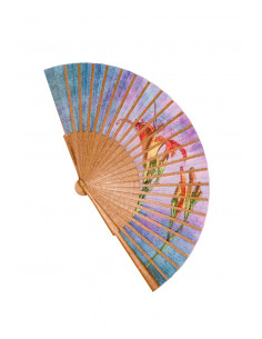 Wood fan and organic cotton fabric, ecological and sustainable. handmade in Spain, medium size 2