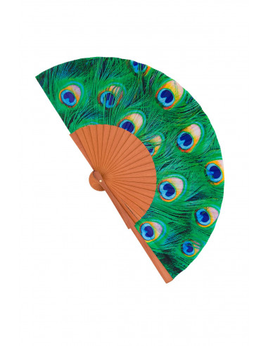 Silk fan and wood of colors spring and summer
