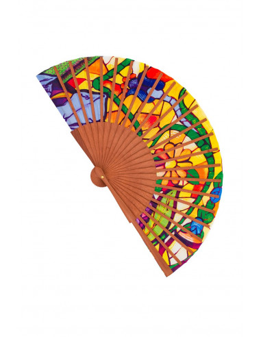 Wood and Fabric Fan handmade in Spain
