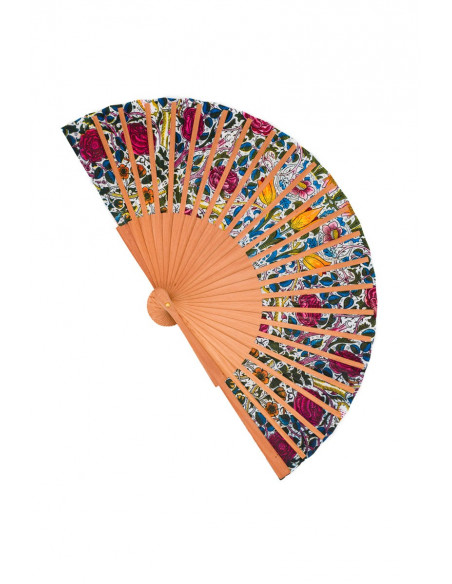 Wood and Fabric Fan handmade in Spain
