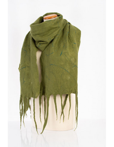 Colorful felted merino wool scarf