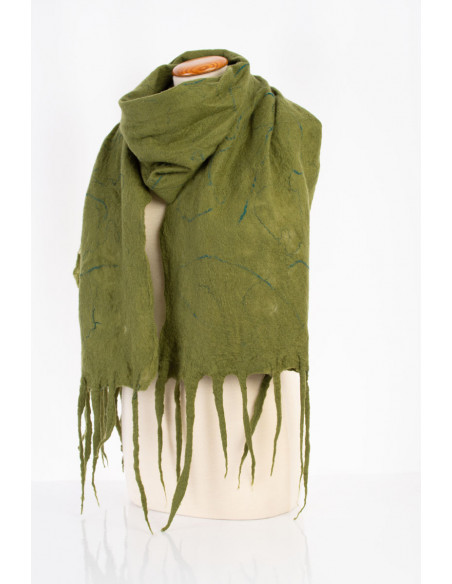 Colorful felted merino wool scarf