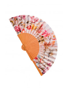 Silk and wood folding handheld Fan Art Nouveau style