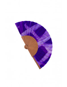 Abanico pequeño morado ecológico de madera y Seda natural 2