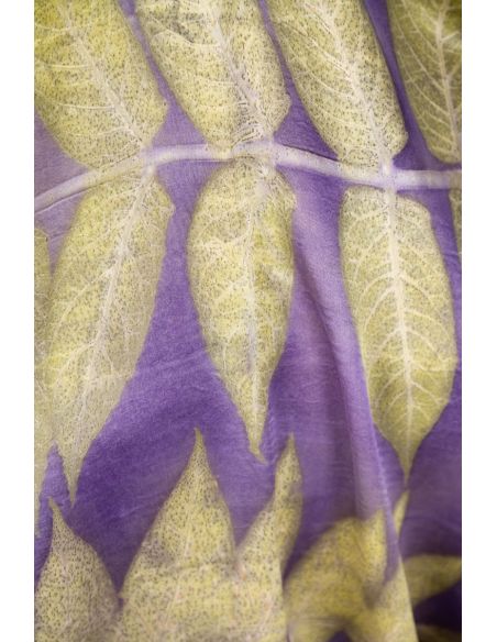 Pañuelo de seda para mujer. Foulard seda natural. Ecoprint hecho a mano. Chal elegante para fiesta