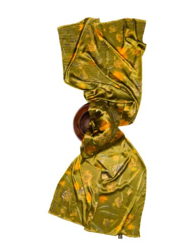 Silk scarf for women. Hand-painted natural silk foulard. Elegant shawl for party.