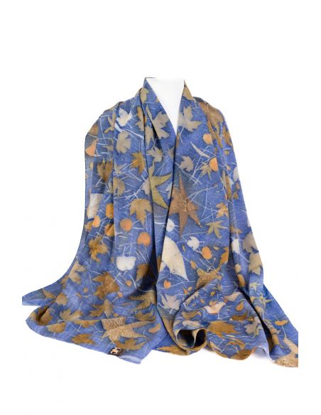 Elegant hand-painted natural silk Scarf Shawl Echarpe or Foulard, washable, unique piece