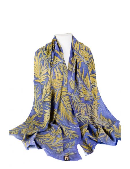 Pañuelo Chal Echarpe o Foulard de seda natural cosido y pintado a mano; lavable, pieza única