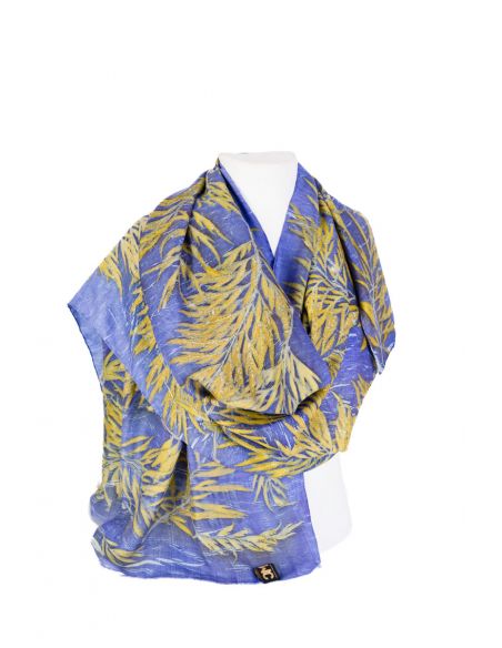 Elegant Mocador Xal echarpe o Foulard de seda natural cosit i pintat a mà, rentable, peça única