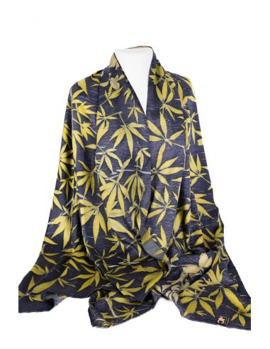Elegant hand-painted natural silk Scarf Shawl Echarpe or Foulard, washable, unique piece