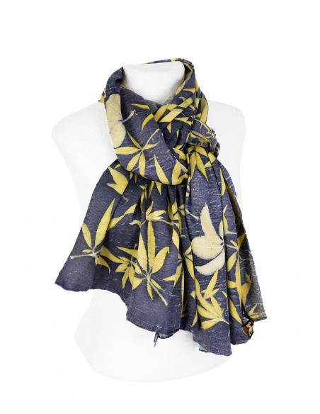 Elegant hand-painted natural silk Scarf Shawl Echarpe or Foulard, washable, unique piece