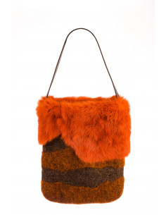 👜 Bolso de Fieltro Marrón y Naranja Hecho a Mano: Exclusivo y Único