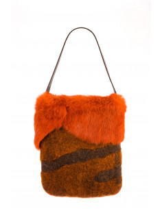 👜 Bolso de Fieltro Marrón y Naranja Hecho a Mano: Exclusivo y Único 2