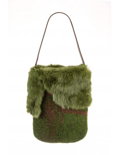 👜 Bolso de Fieltro Marrón y Verde Hecho a Mano: Exclusivo y Único 2