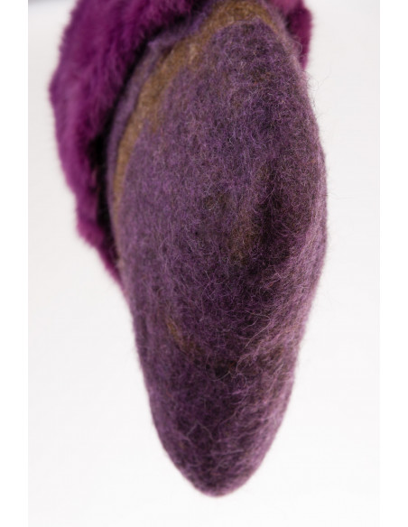 Handmade brown and purple felt bag, exclusive, unique piece