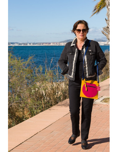 Handmade leather bag woman color youth sport casual cheerful small