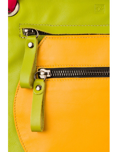 Handmade leather bag woman color youth sport casual cheerful small