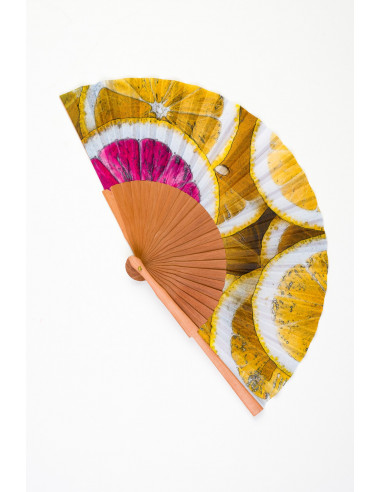 Wood and fabric Fan, medium size,...