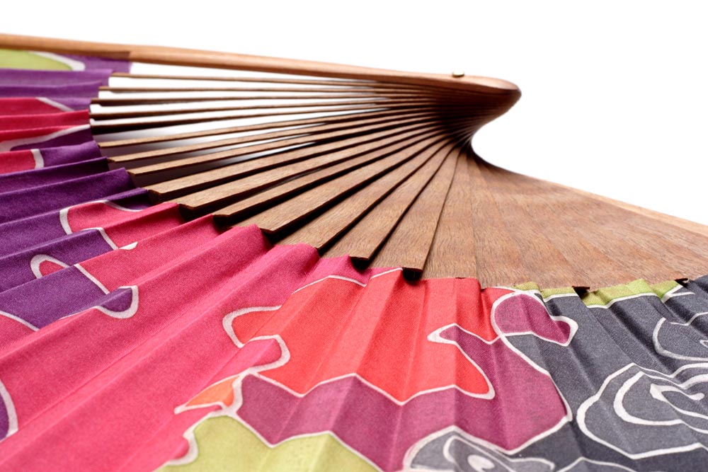 wood and silk spanish fan hand painted